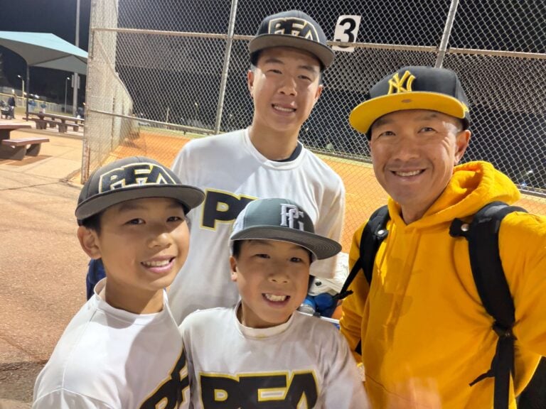 Is travel baseball worth it? Yes! Simon Chan and his 3 boys with huge smiles