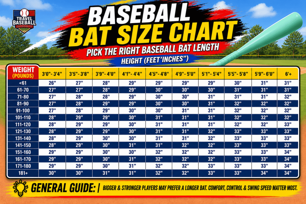 Baseball Bat Size Chart by Travel Baseball Authority