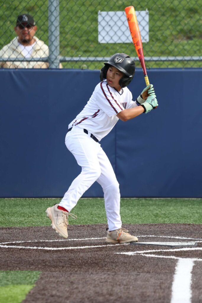 son hitting with a 2025 Easton Hype Bat at Cooperstown All Star Village