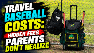 thumbnail for blog on travel baseball costs showing baseball bag and bats