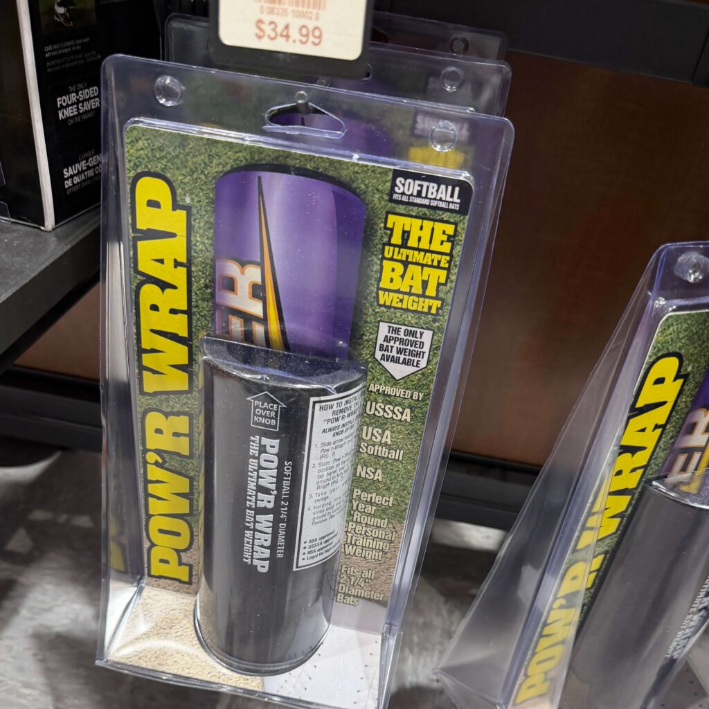 Black Pow'r Wrap weighted training sleeve for baseball bats.