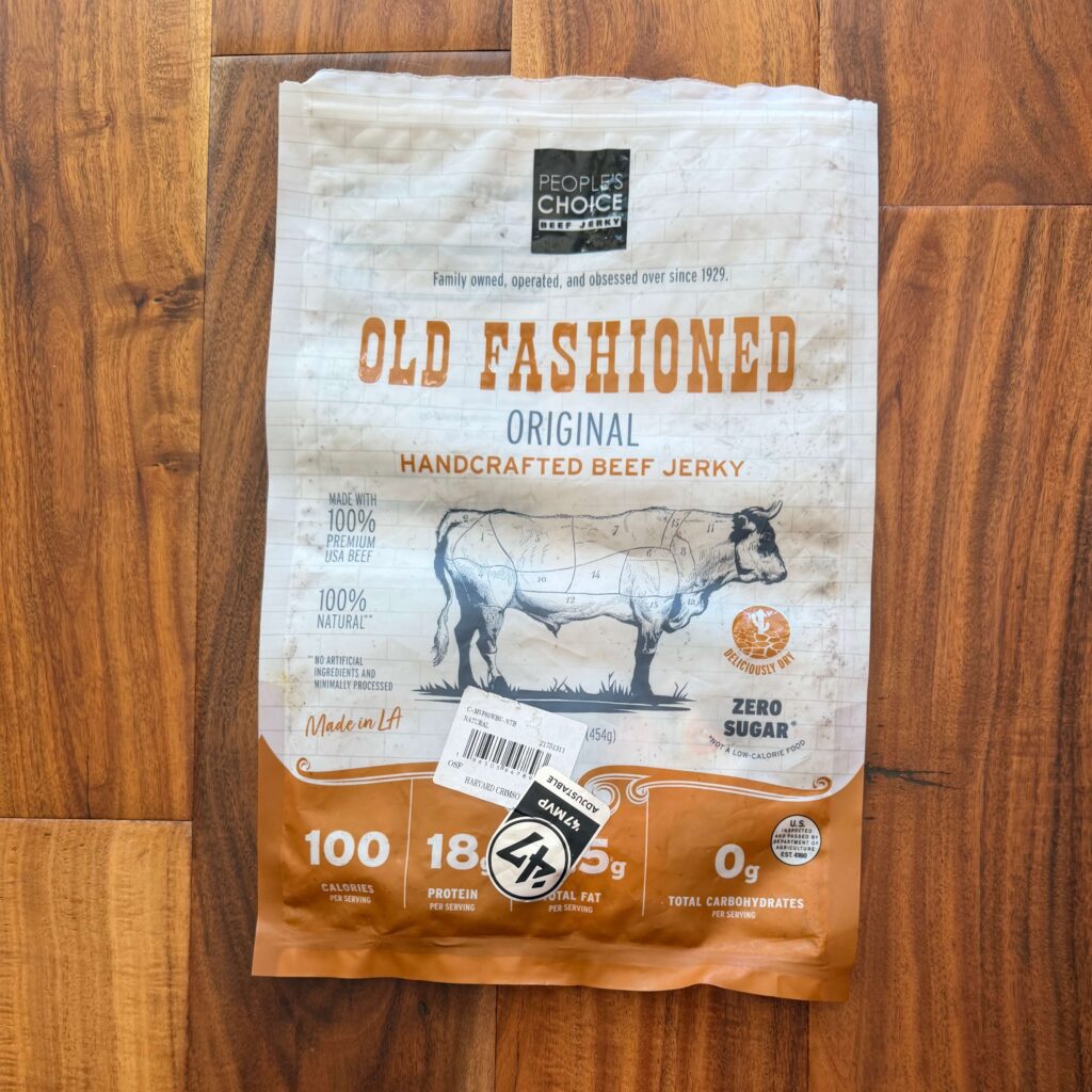 Bag of healthy beef jerky by People's Choice