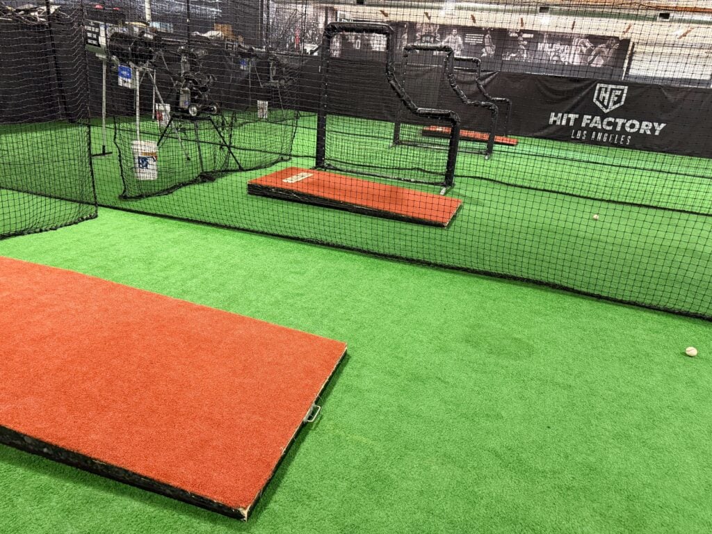 pitching mounds in the batting cages at Hit Factory LA