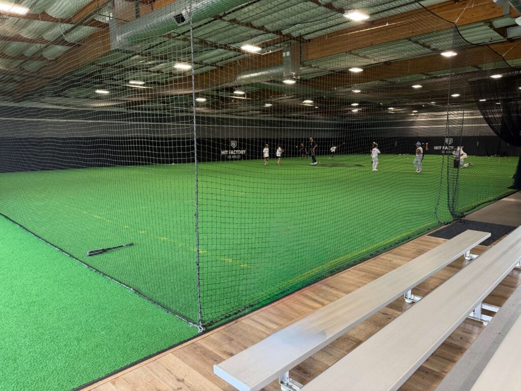 side view of turf field inside Hit Factory LA