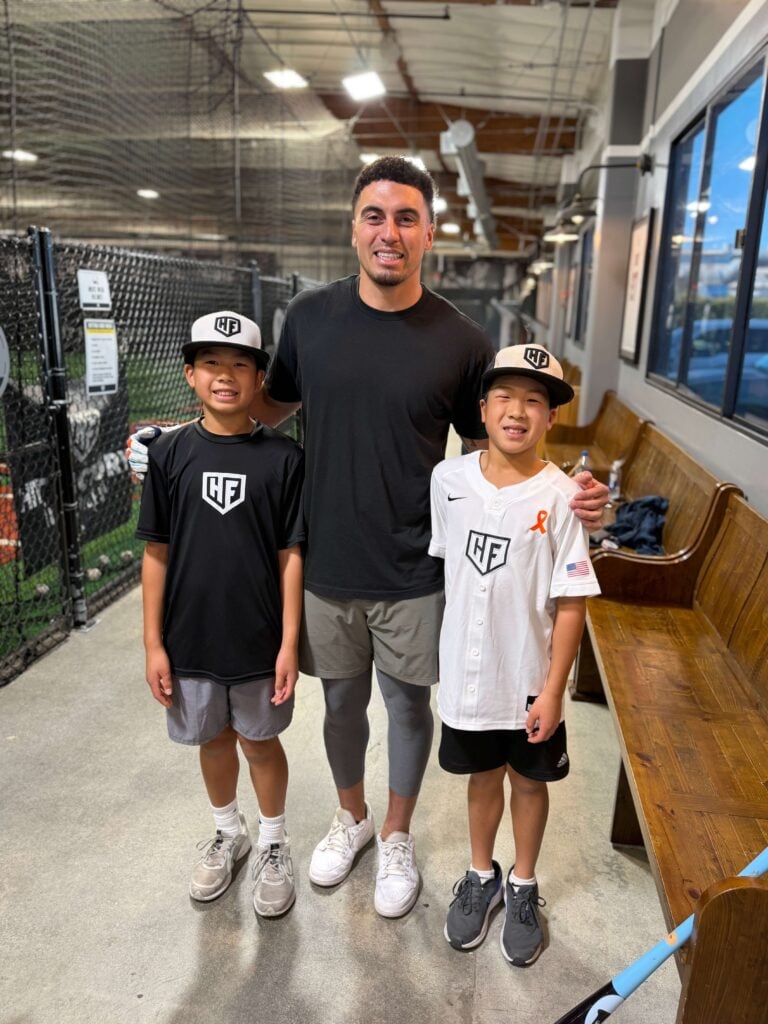 MLB Pro Tyrone Taylor with 2 boys at Hit Factory LA